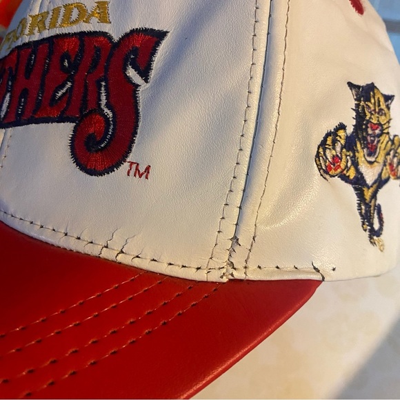 Vintage Florida Panthers leather Snapback NHL Modern made USA trucker ball cap - Picture 8 of 9